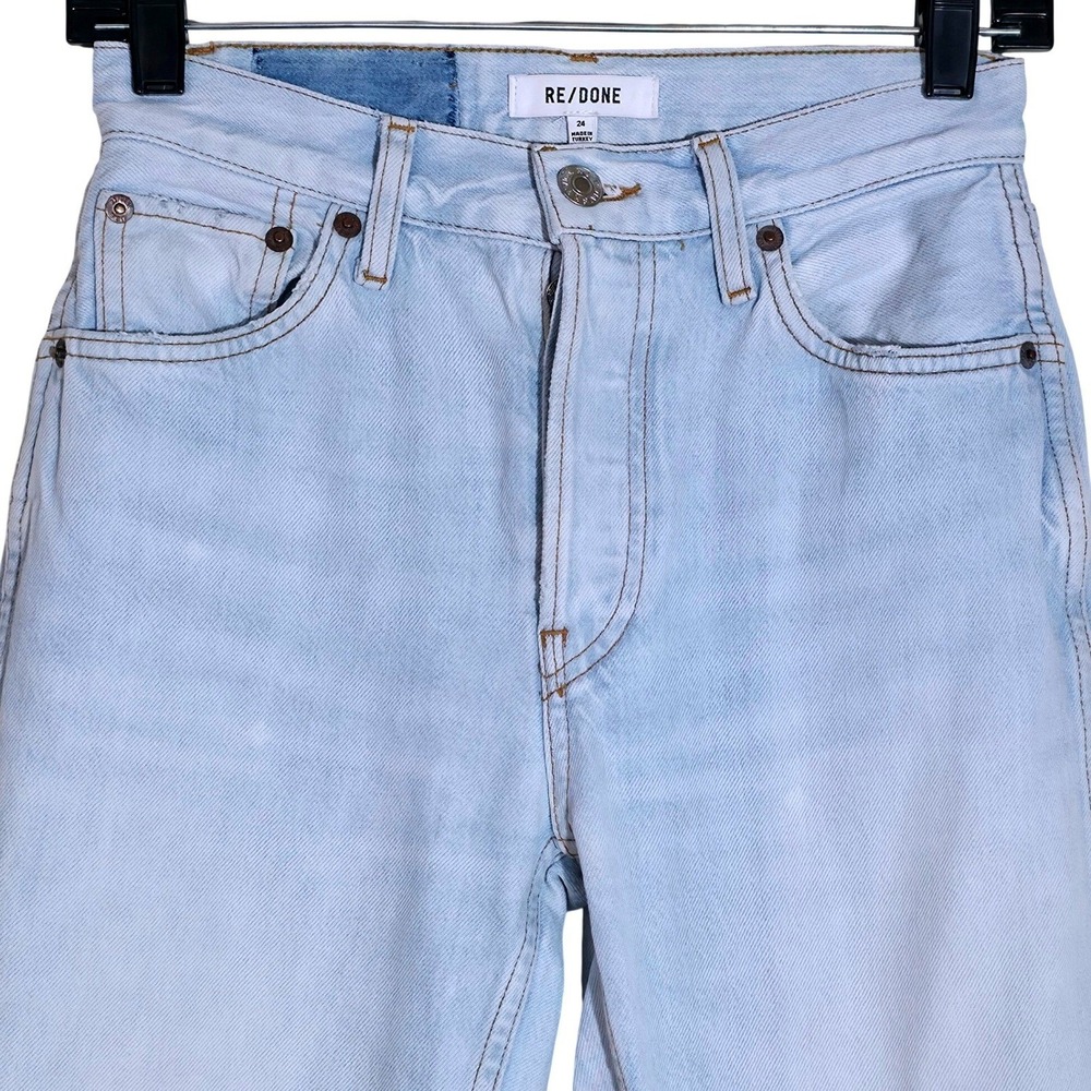 RE/DONE Originals 90s High Rise Loose Jeans Size 24 Bleach Destroy EUC - Picture 7 of 14